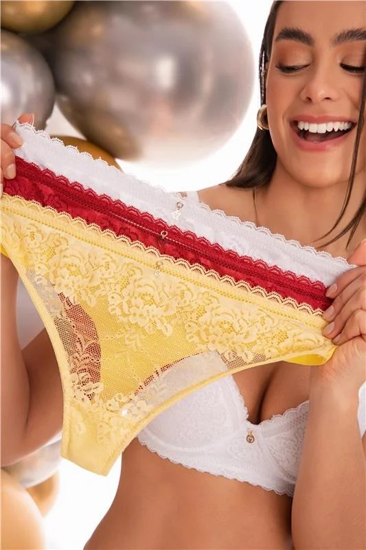 Kit Calcinha Réveillon com Renda – Sorte, Amor e Paz para Começar 2026